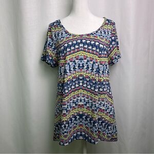 Lularoe Top women’s Size Medium Disney Mickey Mouse Blue Red Yellow short sleeve